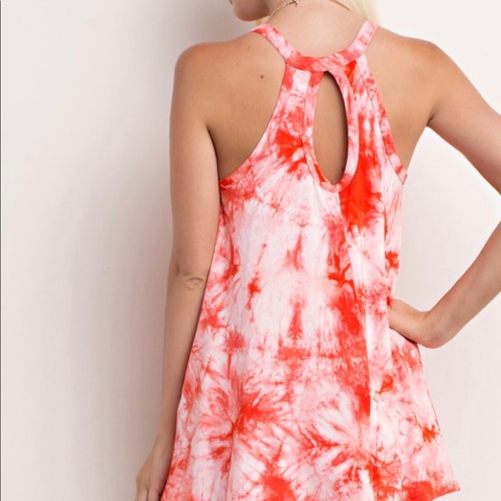 Orange and White Tie Dye Tank - Picture 4 of 6